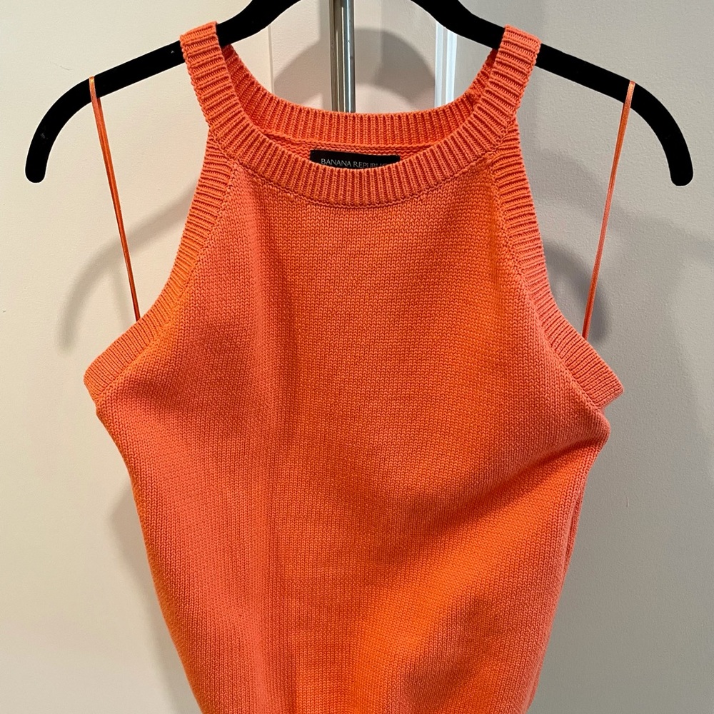 Coral halter sweater tank